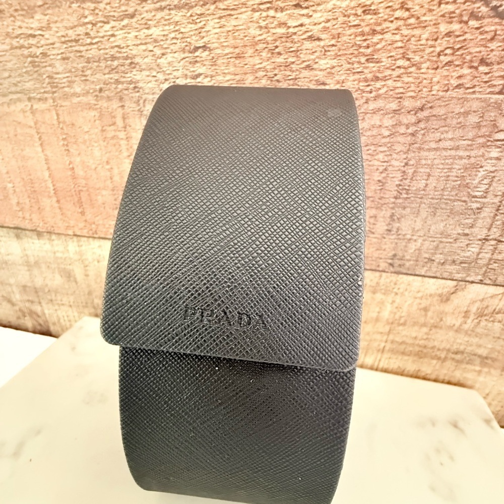 Prada Black Textured Leather Eyewear Case